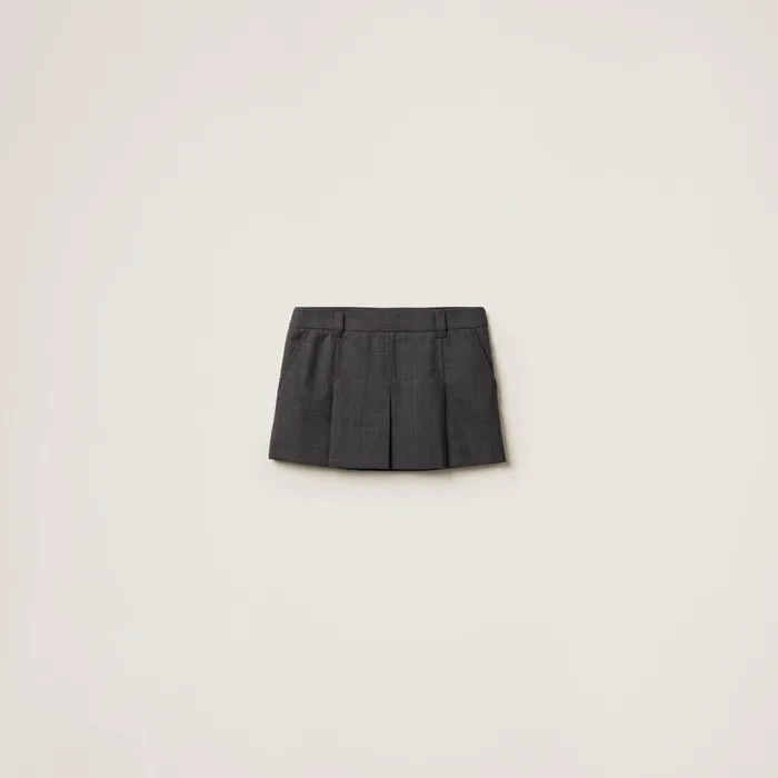 Women Skirts Miu Miu Prince Of Wales Check Miniskirt Slate Gray