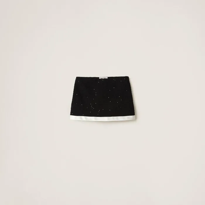 Women Skirts Miu Miu Sequined Boucl Miniskirt Black