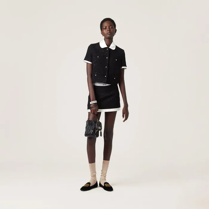 Women Skirts Miu Miu Sequined Boucl Miniskirt Black Women Skirts Miu Miu Sequined Boucl Miniskirt Black