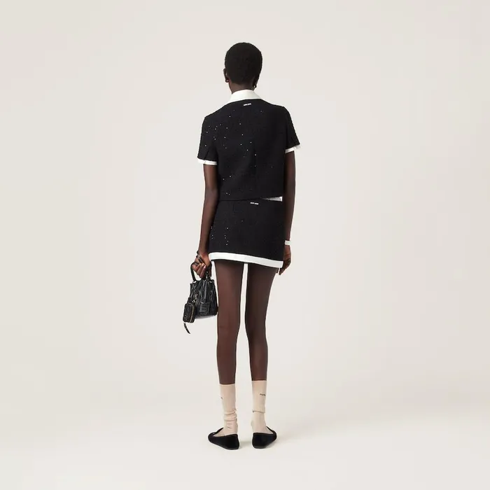 Women Skirts Miu Miu Sequined Boucl Miniskirt Black Women Skirts Miu Miu Sequined Boucl Miniskirt Black