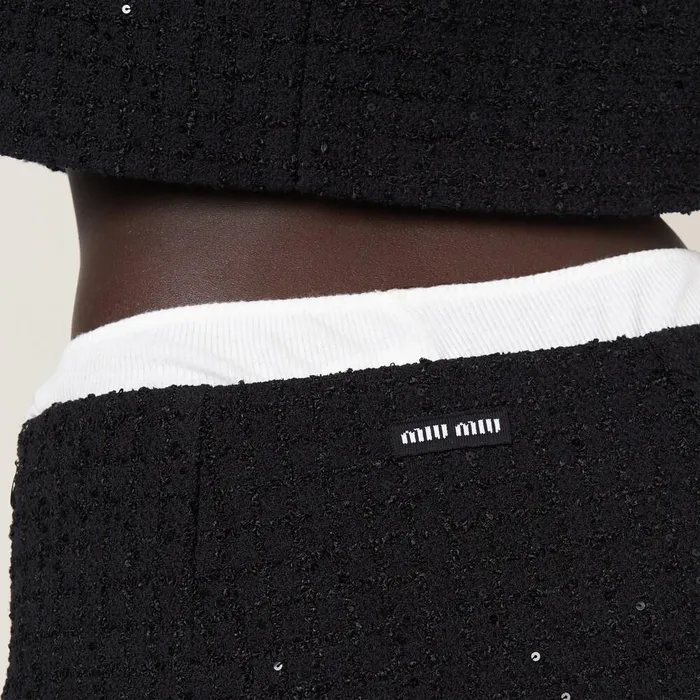 Women Skirts Miu Miu Sequined Boucl Miniskirt Black Women Skirts Miu Miu Sequined Boucl Miniskirt Black