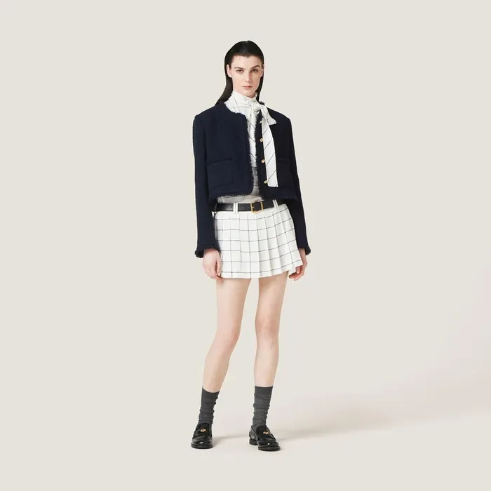 Women Skirts Miu Miu Striped Sabl Miniskirt Whiteblue Women Skirts Miu Miu Striped Sabl Miniskirt Whiteblue