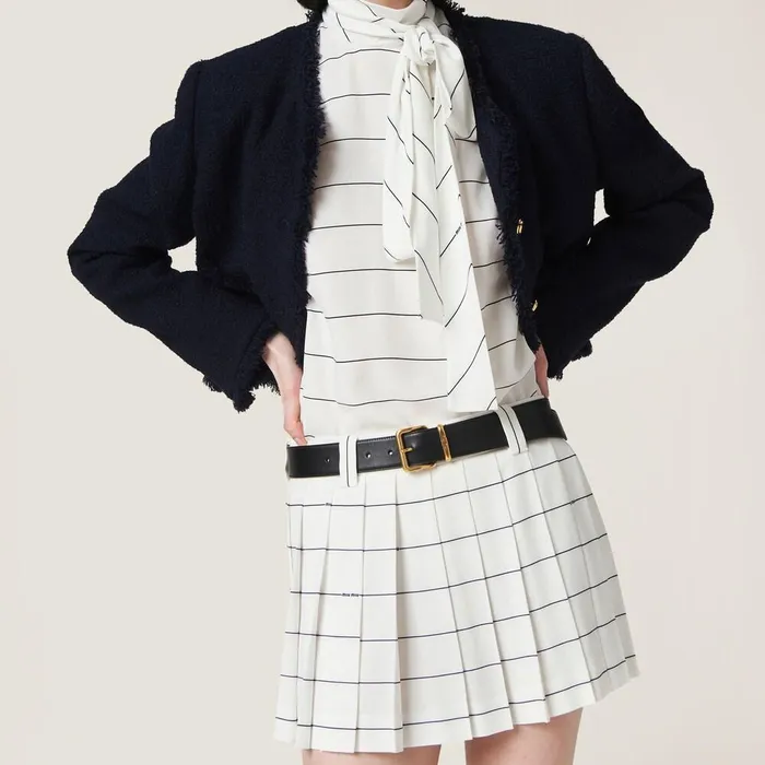 Women Skirts Miu Miu Striped Sabl Miniskirt Whiteblue Women Skirts Miu Miu Striped Sabl Miniskirt Whiteblue
