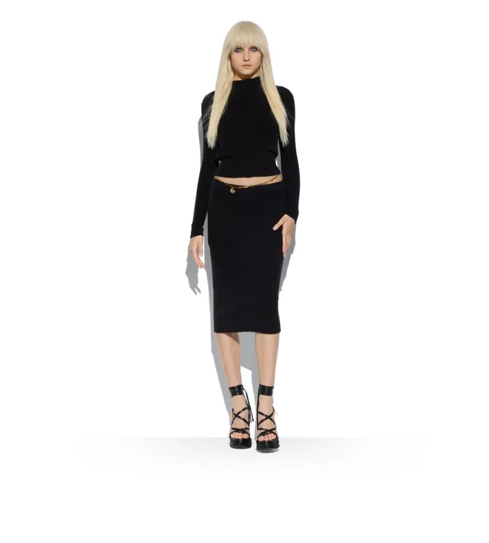 Women Skirts Tom Ford Stretch Cotton Cashmere Skirt Black Women Skirts Tom Ford Stretch Cotton Cashmere Skirt Black