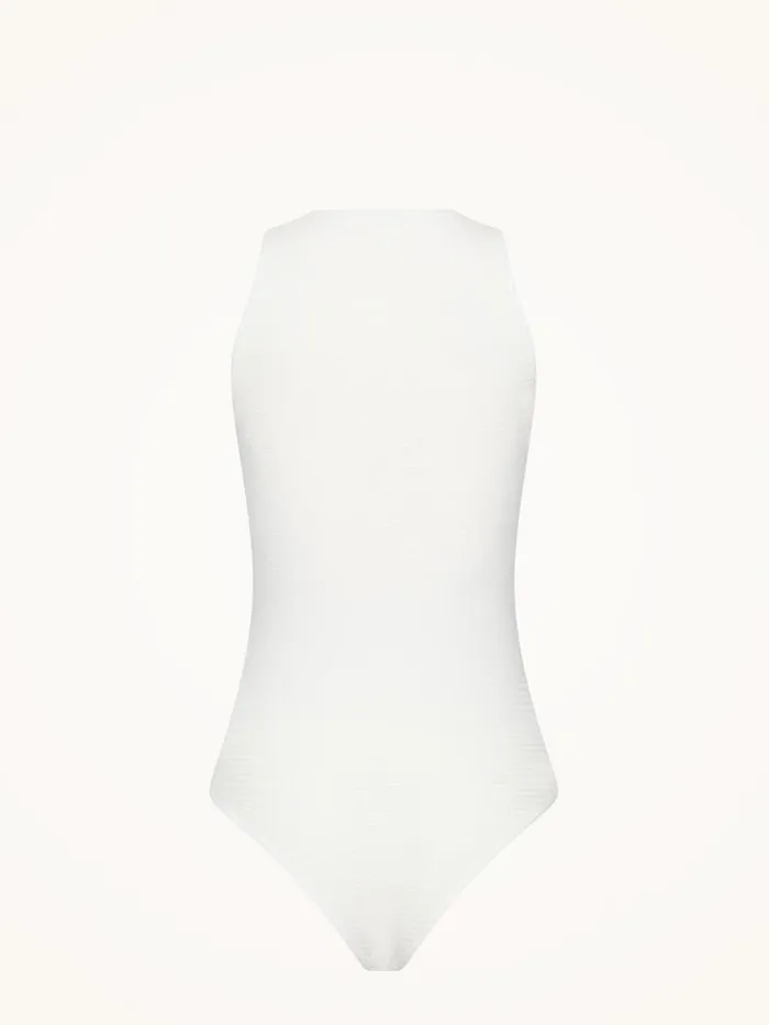 Women Sleeveless Bodies Wolford Grid Net Body White
