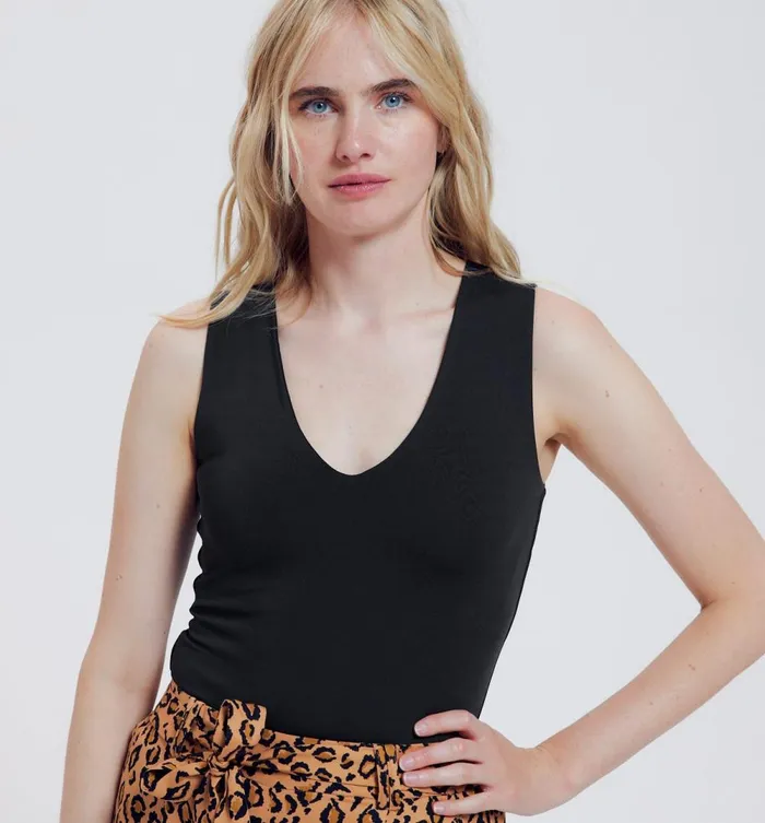 Women Sleeveless Top 8211 Black Promod Tops