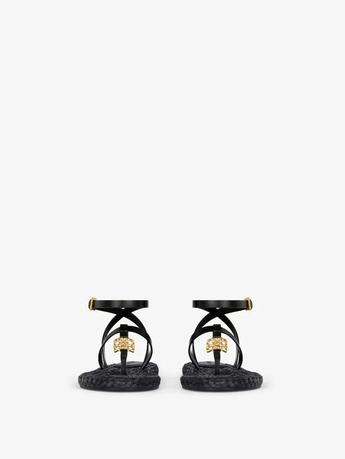 Women Slides and Sandals Givenchy 4G Liquid Sandals In Raffia Black Women Slides and Sandals Givenchy 4G Liquid Sandals In Raffia Black