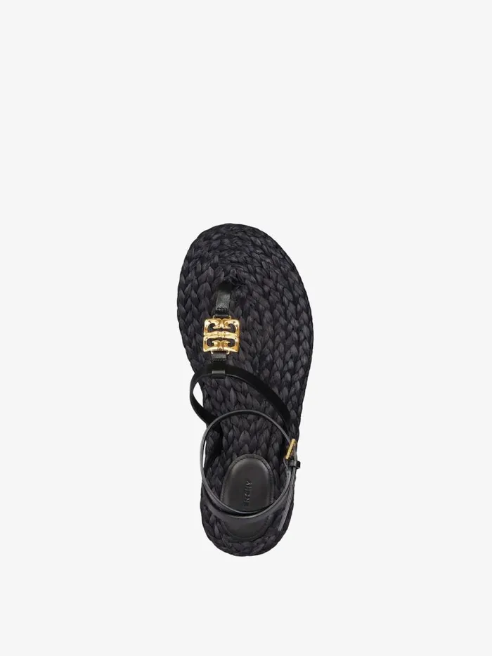 Women Slides and Sandals Givenchy 4G Liquid Sandals In Raffia Black Women Slides and Sandals Givenchy 4G Liquid Sandals In Raffia Black