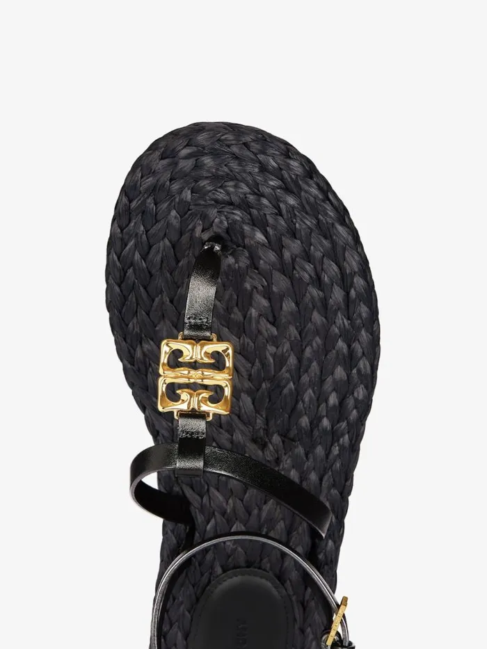 Women Slides and Sandals Givenchy 4G Liquid Sandals In Raffia Black Women Slides and Sandals Givenchy 4G Liquid Sandals In Raffia Black