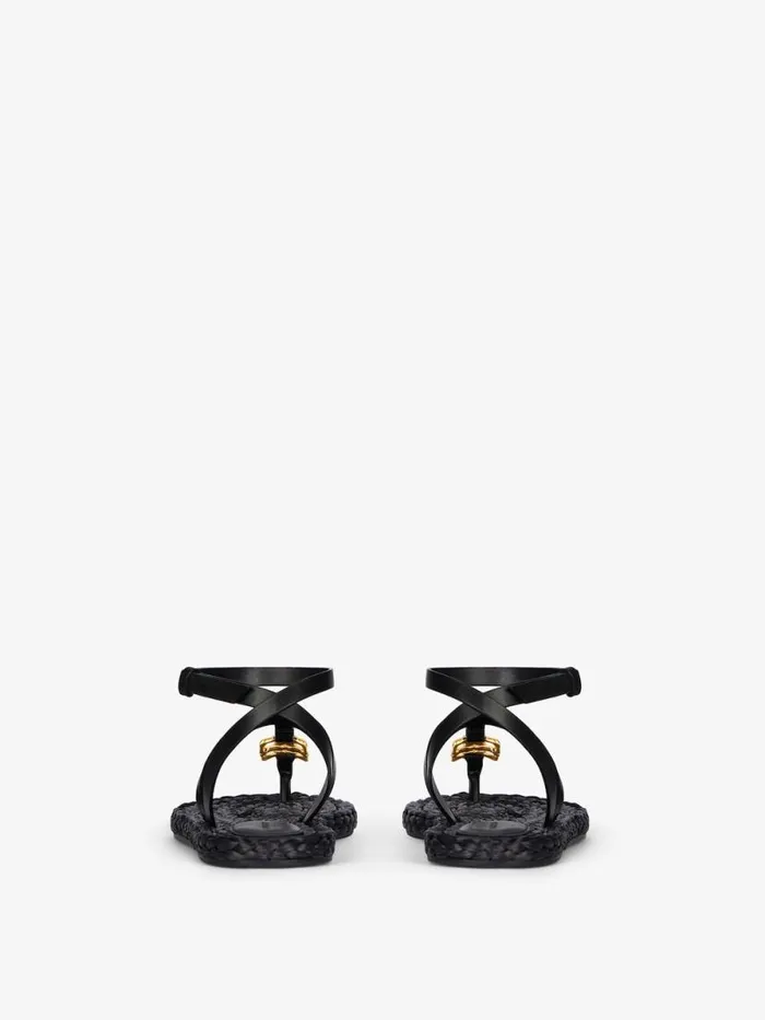 Women Slides and Sandals Givenchy 4G Liquid Sandals In Raffia Black Women Slides and Sandals Givenchy 4G Liquid Sandals In Raffia Black