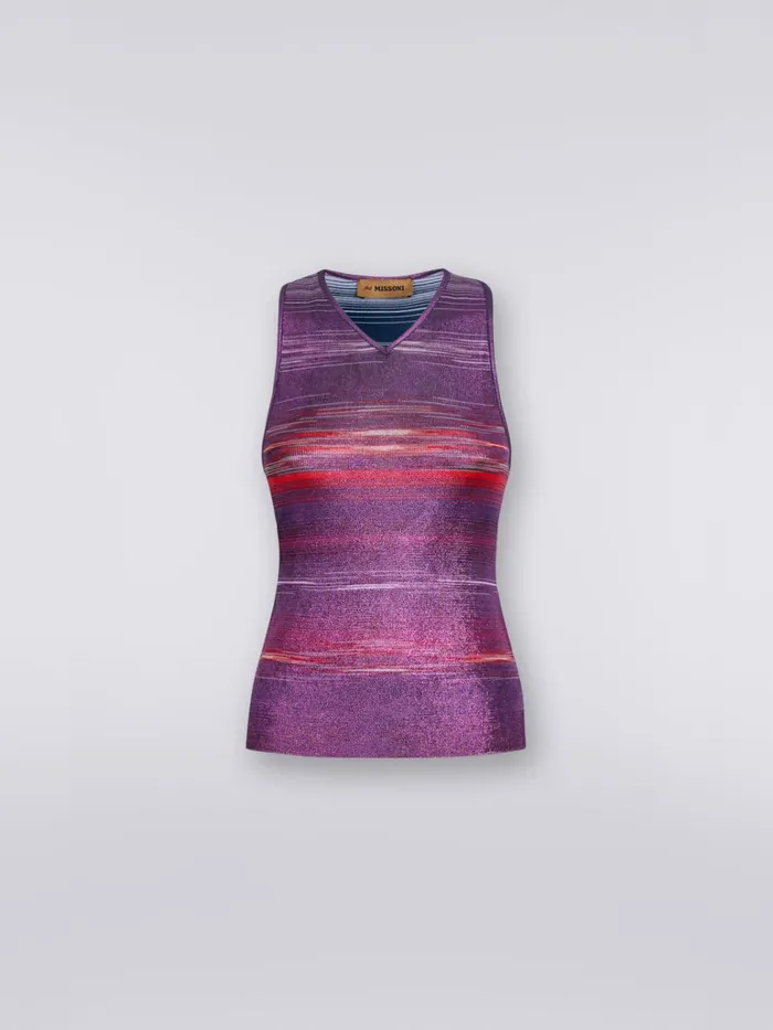 Women Slub Viscose Sleeveless Top Multicoloured Missoni Tshirts And Tops