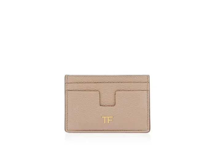 Women Small Leather Goods Tom Ford Grain Leather Classic Tf Card Holder Silk Taupe
