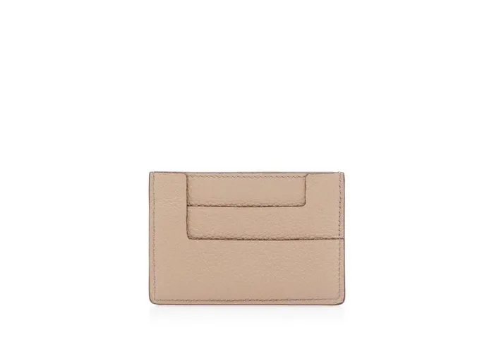 Women Small Leather Goods Tom Ford Grain Leather Classic Tf Card Holder Silk Taupe