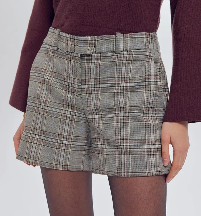 Women Smart Checked Shorts 8211 Grey Checks Promod Shorts