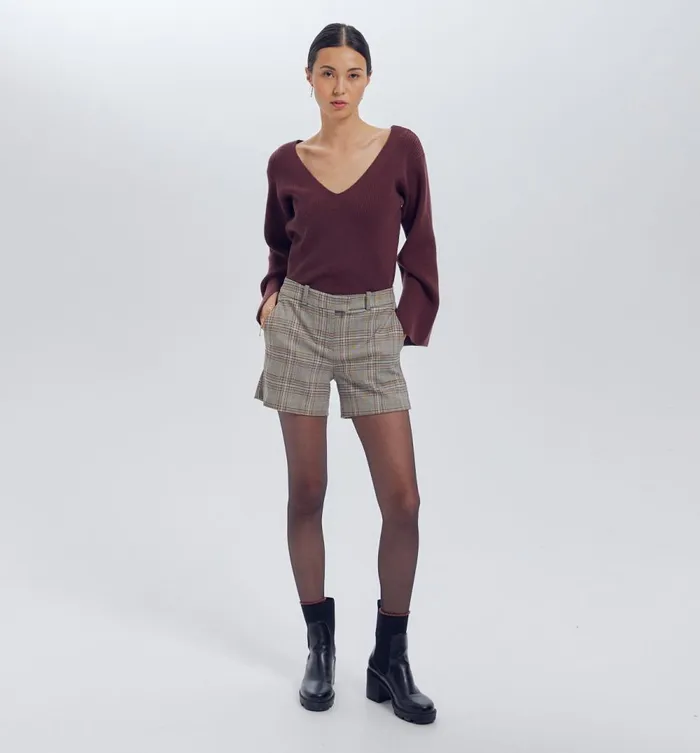 Women Smart Checked Shorts 8211 Grey Checks Promod Shorts Women Smart Checked Shorts 8211 Grey Checks Promod Shorts