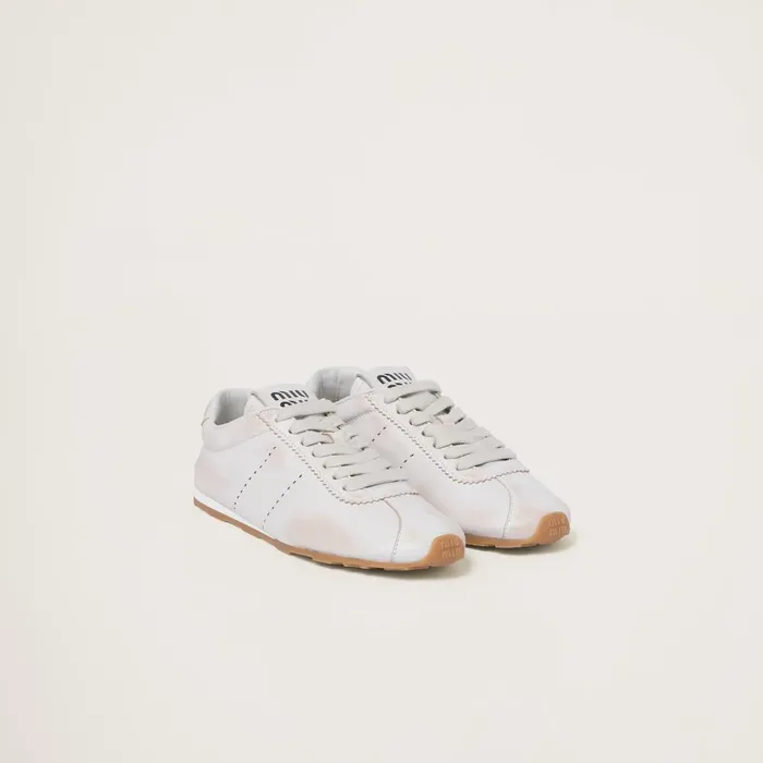 Women Sneakers Miu Miu Bleached Nappa Leather Sneakers White