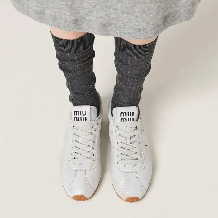 Women Sneakers Miu Miu Bleached Nappa Leather Sneakers White Women Sneakers Miu Miu Bleached Nappa Leather Sneakers White