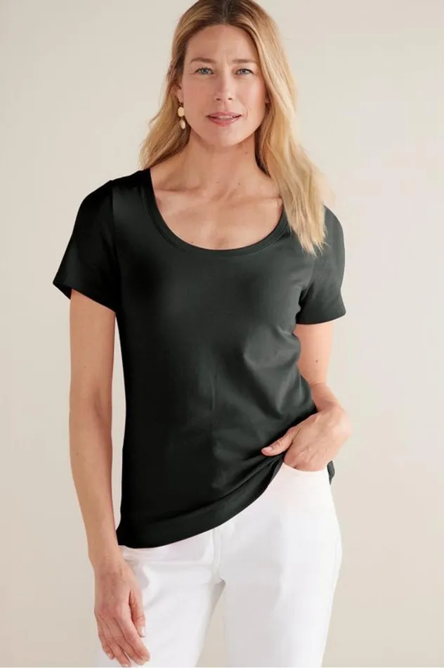 Women Soft Essential Supima Short Sleeve Tee Azalea Pink Soft Surroundings Tops