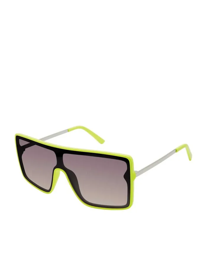 Women Square Shield Metal Temple Sunglasses In Yellow Jessica Simpson Sunglasses