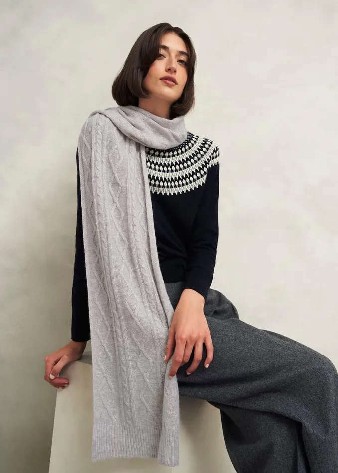 Women Steph Wool Scarf Pale Grey Hobbs Scarves