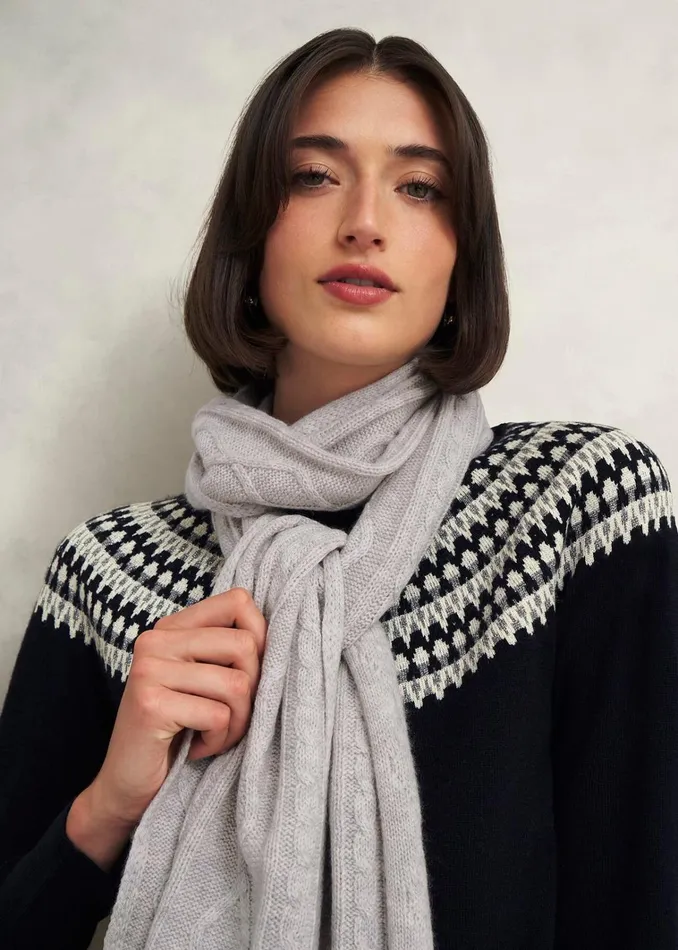 Women Steph Wool Scarf Pale Grey Hobbs Scarves