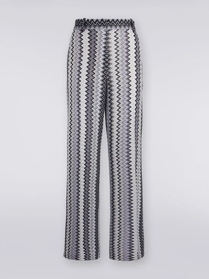 Women Straight Zigzag Viscose Trousers With Lurex Multicoloured Missoni Trousers