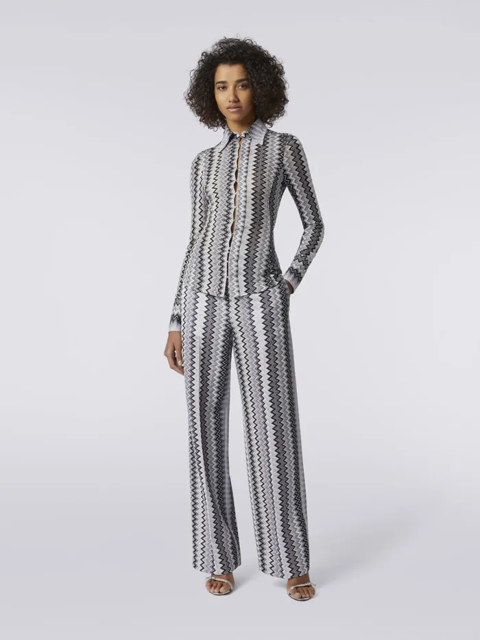 Women Straight Zigzag Viscose Trousers With Lurex Multicoloured Missoni Trousers Women Straight Zigzag Viscose Trousers With Lurex Multicoloured Missoni Trousers