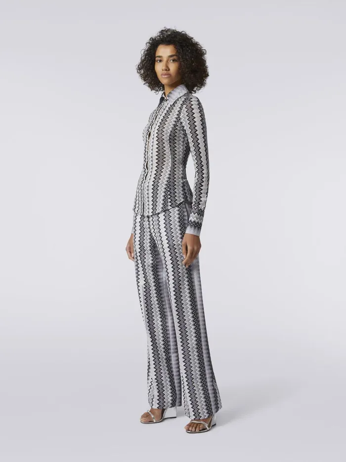 Women Straight Zigzag Viscose Trousers With Lurex Multicoloured Missoni Trousers Women Straight Zigzag Viscose Trousers With Lurex Multicoloured Missoni Trousers