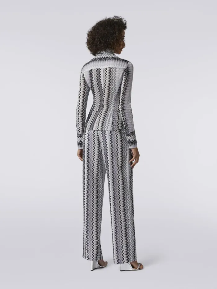 Women Straight Zigzag Viscose Trousers With Lurex Multicoloured Missoni Trousers Women Straight Zigzag Viscose Trousers With Lurex Multicoloured Missoni Trousers