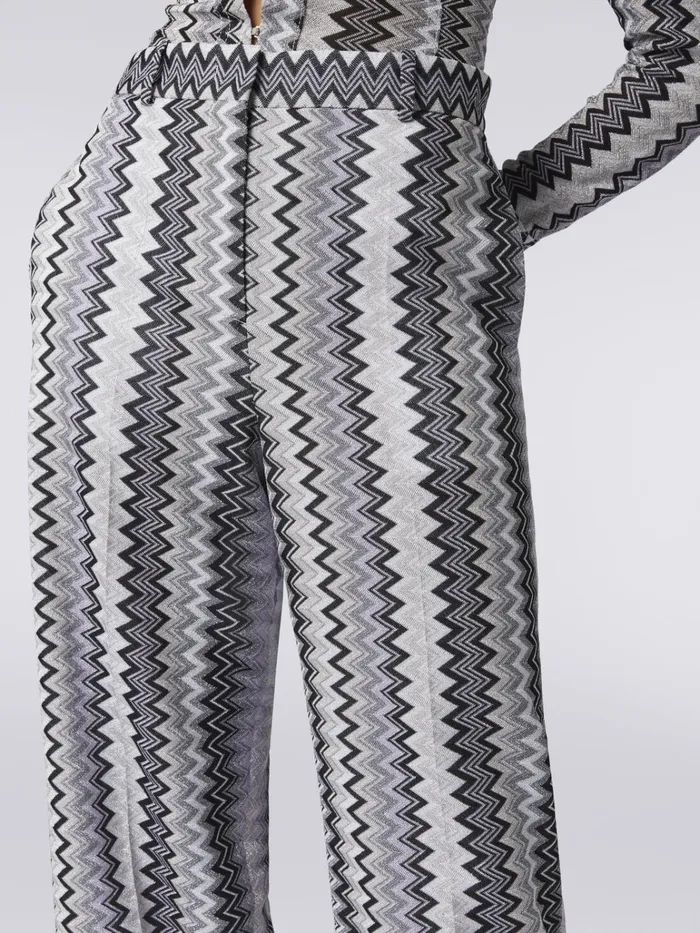 Women Straight Zigzag Viscose Trousers With Lurex Multicoloured Missoni Trousers Women Straight Zigzag Viscose Trousers With Lurex Multicoloured Missoni Trousers