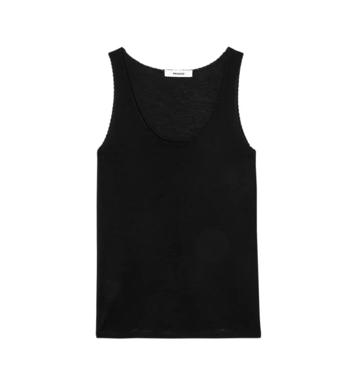 Women Strappy Top With Fancy Edge 8211 Black Promod Tops Women Strappy Top With Fancy Edge 8211 Black Promod Tops
