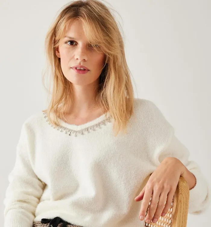 Women Strass Detail Jumper 8211 Ecru Promod Jumpers And Cardigans Women Strass Detail Jumper 8211 Ecru Promod Jumpers And Cardigans