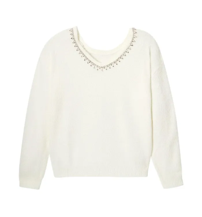 Women Strass Detail Jumper 8211 Ecru Promod Jumpers And Cardigans Women Strass Detail Jumper 8211 Ecru Promod Jumpers And Cardigans