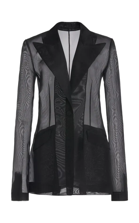 Women Suits Gabriela Hearst Leiva Sheer Blazer In Black Silk Organza