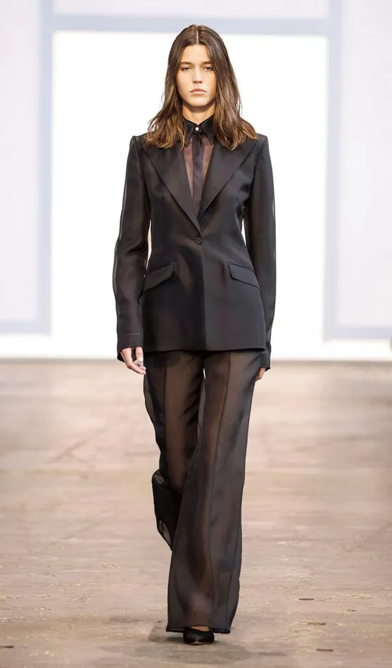 Women Suits Gabriela Hearst Leiva Sheer Blazer In Black Silk Organza