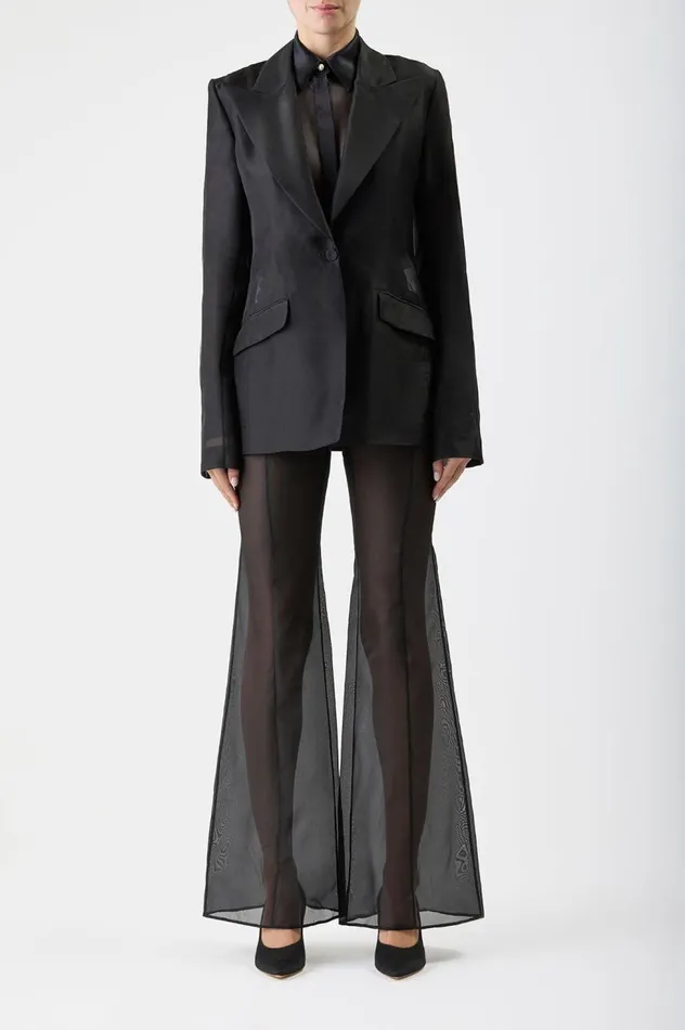 Women Suits Gabriela Hearst Leiva Sheer Blazer In Black Silk Organza