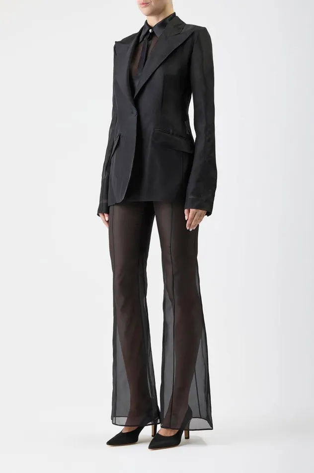 Women Suits Gabriela Hearst Leiva Sheer Blazer In Black Silk Organza