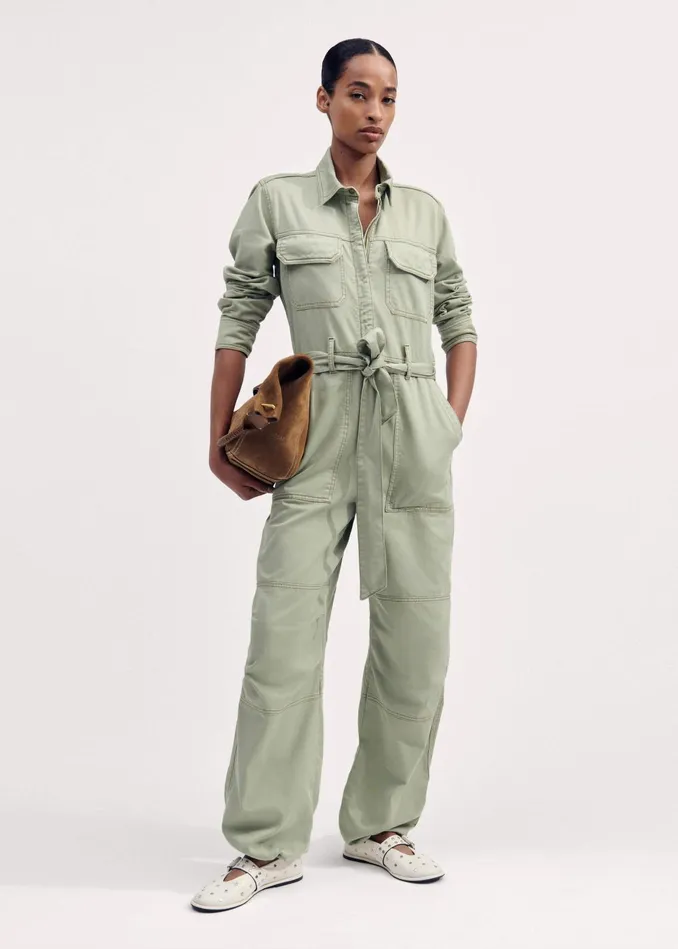 Women Super Soft Utility Jumpsuit Silver Sage MEEM