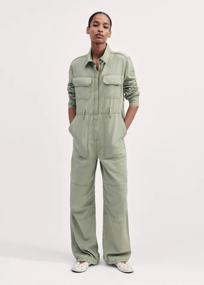 Women Super Soft Utility Jumpsuit Silver Sage MEEM