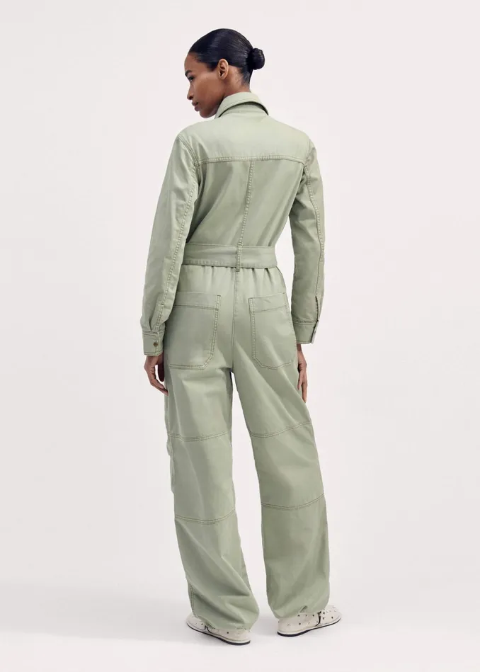 Women Super Soft Utility Jumpsuit Silver Sage MEEM