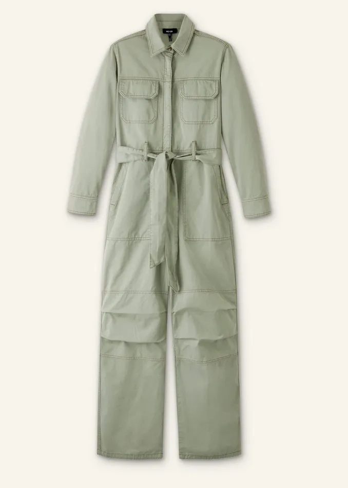Women Super Soft Utility Jumpsuit Silver Sage MEEM