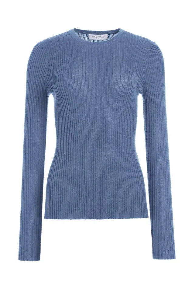 Women Sweaters and Turtlenecks Gabriela Hearst Browning Knit Sweater In Denim Blue Cashmere Silk Women Sweaters and Turtlenecks Gabriela Hearst Browning Knit Sweater In Denim Blue Cashmere Silk