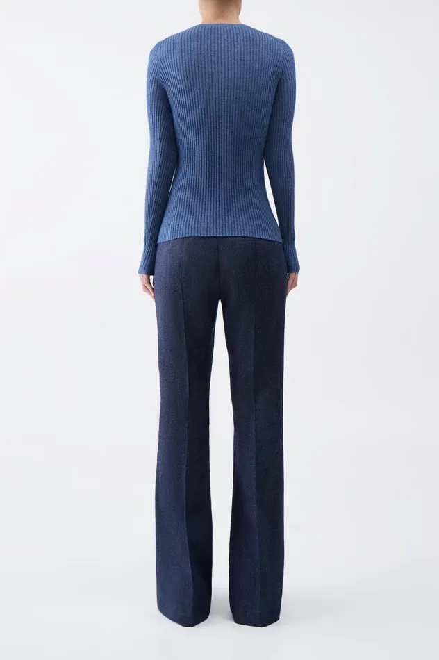 Women Sweaters and Turtlenecks Gabriela Hearst Browning Knit Sweater In Denim Blue Cashmere Silk