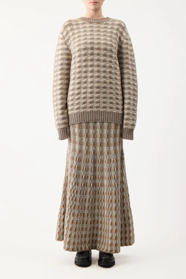 Women Sweaters and Turtlenecks Gabriela Hearst Chez Knit Sweater In Ivory Multi Cashmere