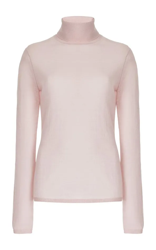 Women Sweaters and Turtlenecks Gabriela Hearst Costa Knit Turtleneck In Blush Cashmere Silk
