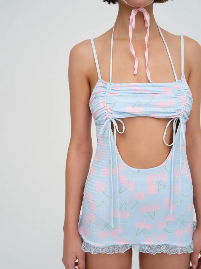 Women Swim For Love and Lemons Graceanne Swim Romper Blue