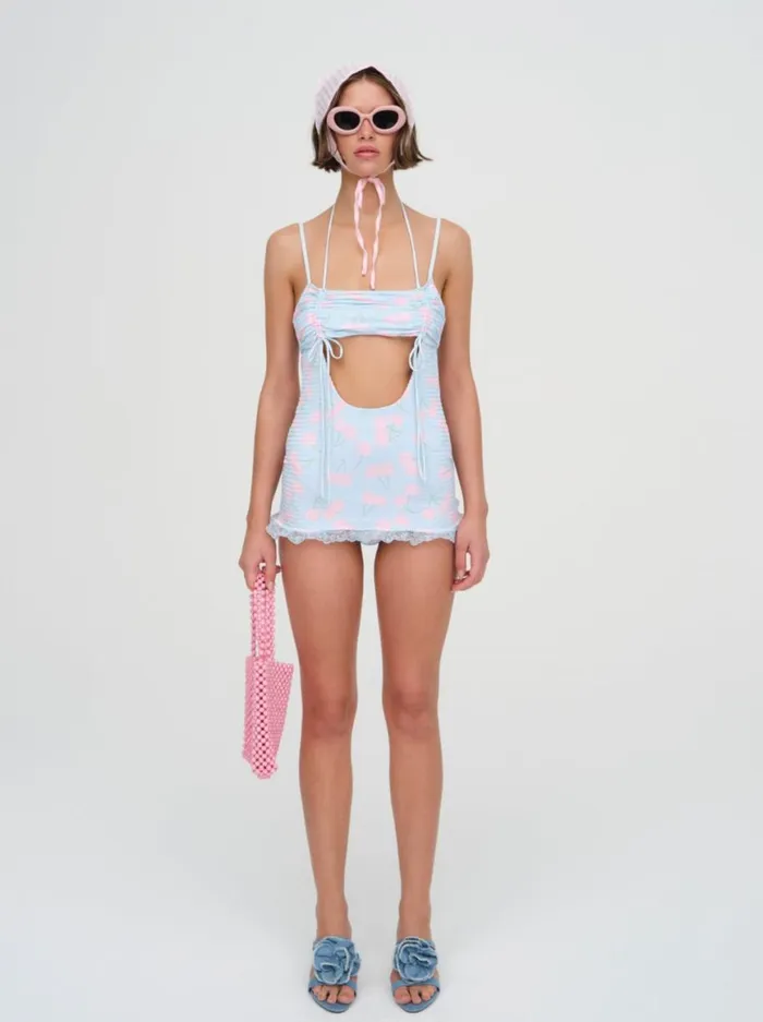 Women Swim For Love and Lemons Graceanne Swim Romper Blue Women Swim For Love and Lemons Graceanne Swim Romper Blue