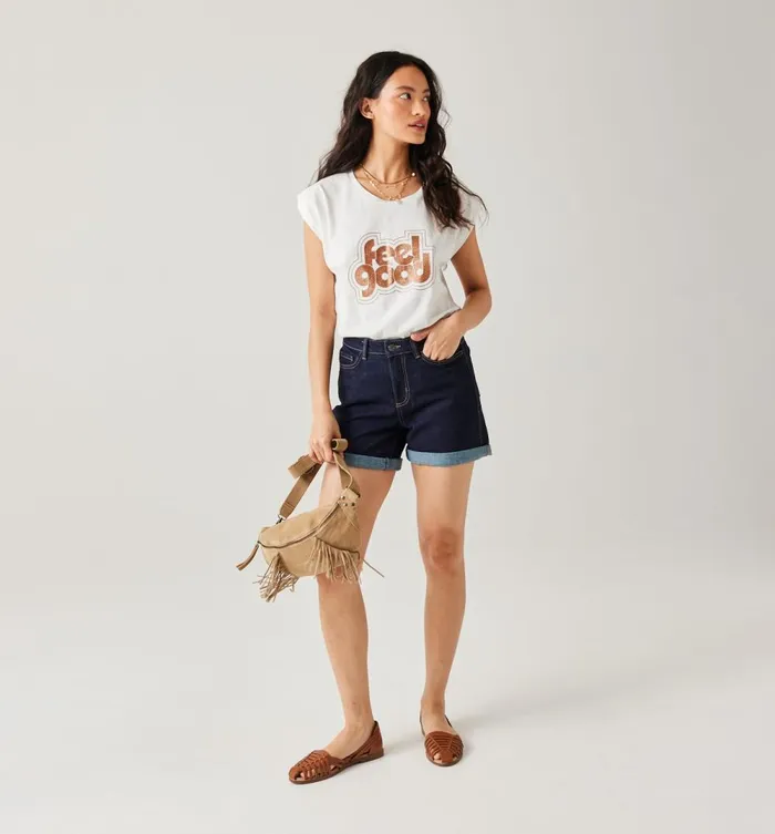 Women TShirt With Glitzy Message 8211 Ecru Print Promod Tops Women TShirt With Glitzy Message 8211 Ecru Print Promod Tops