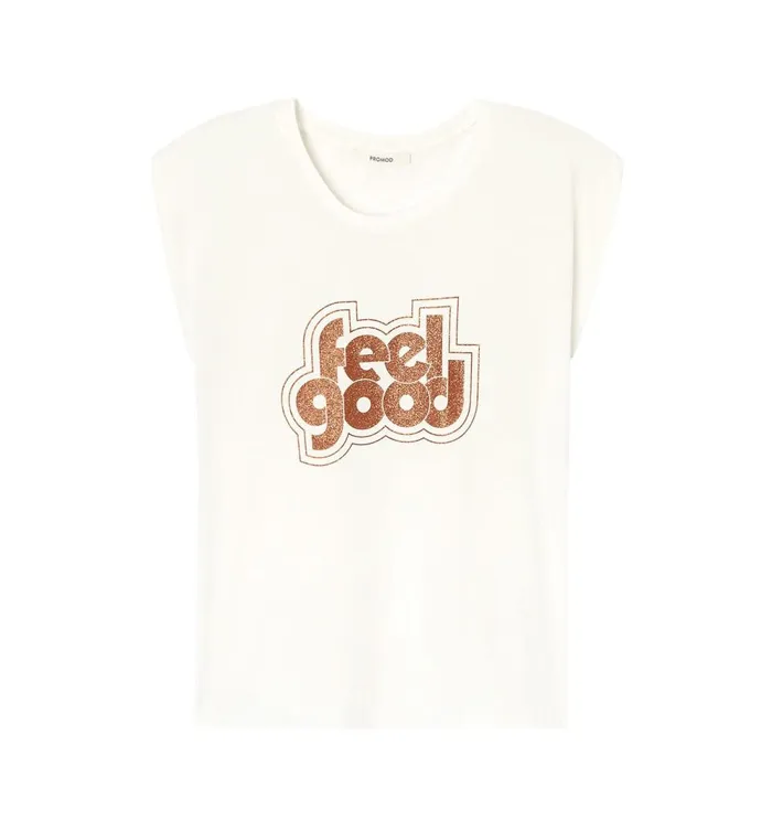 Women TShirt With Glitzy Message 8211 Ecru Print Promod Tops Women TShirt With Glitzy Message 8211 Ecru Print Promod Tops