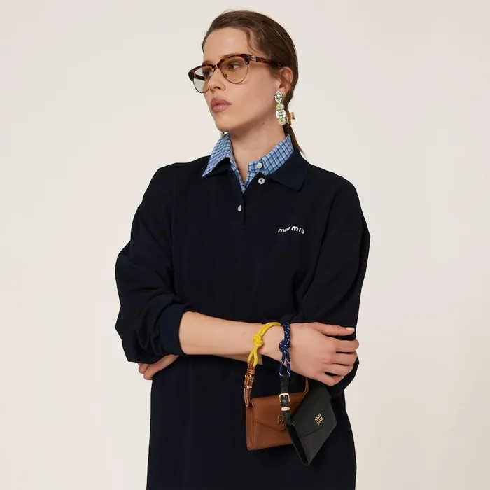 Women TShirts And Sweatshirts Miu Miu Cotton Piqu Polo Shirt Navy Women TShirts And Sweatshirts Miu Miu Cotton Piqu Polo Shirt Navy